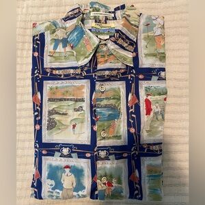VTG Retro Reyn Spooner Multicolor 100% Egyptian Cotton Golf Men's Shirt Vacation